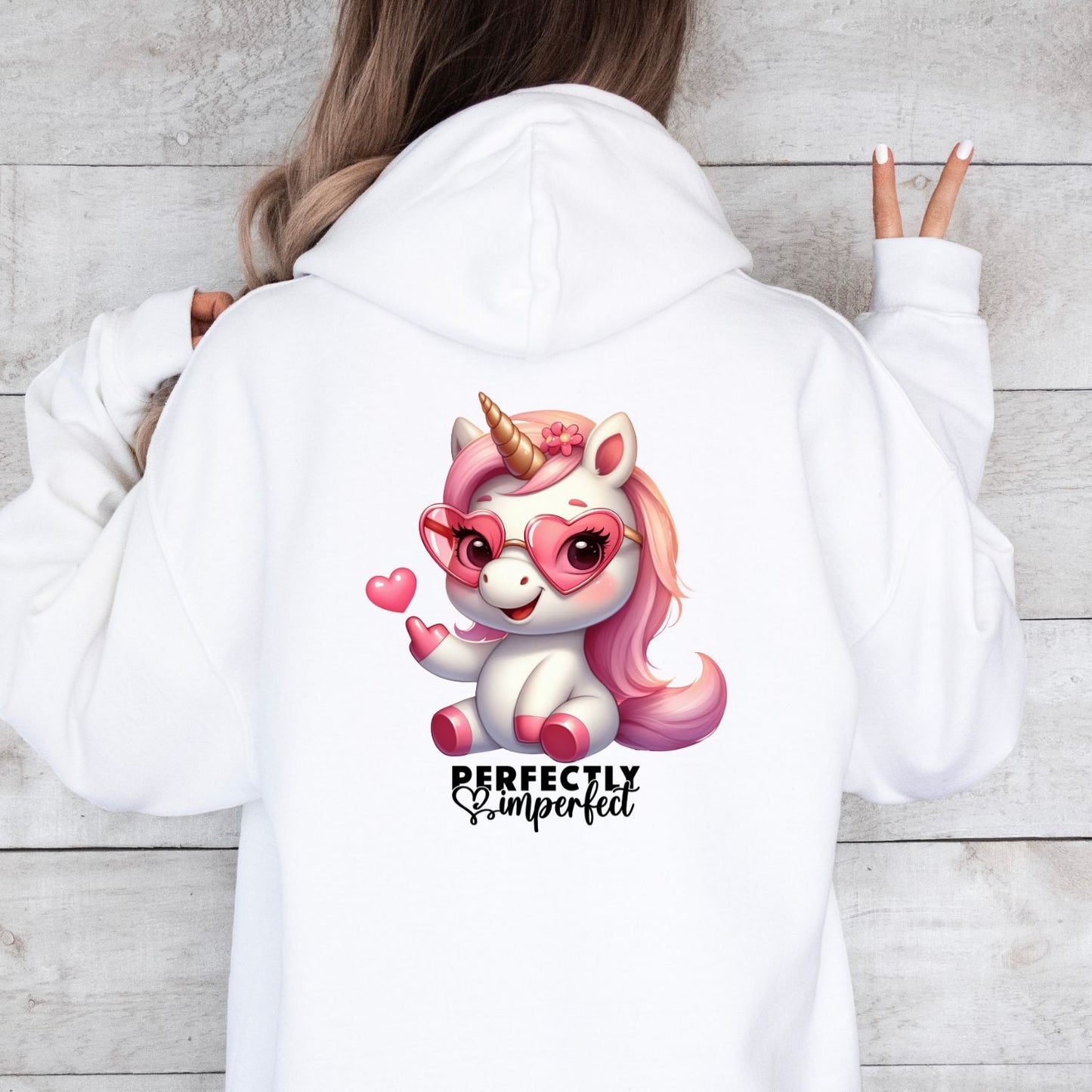 Perfectly Imperfect Einhorn Sparkle Hoodie Weiß