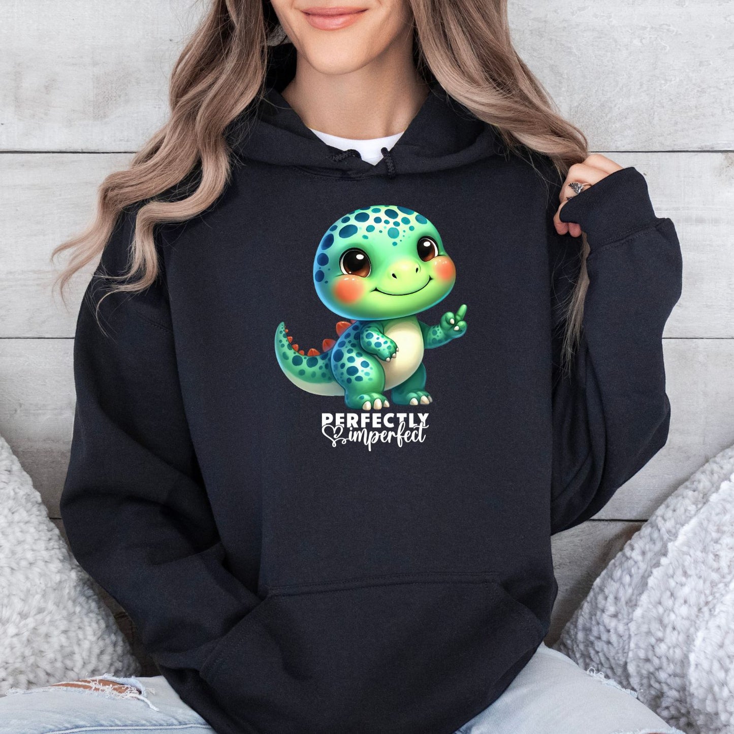 Perfectly Imperfect Dino Nino Hoodie Schwarz