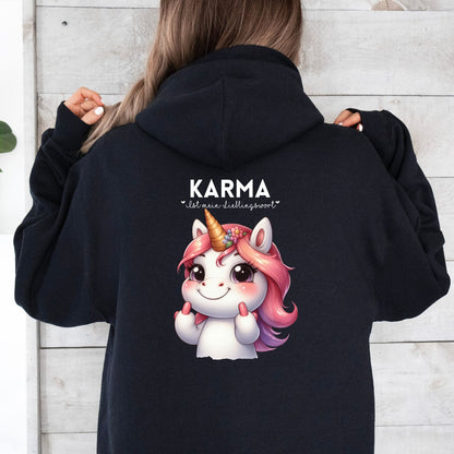 Karma Ist Mein Lieblingswort Einhorn Sparkle Hoodie Schwarz