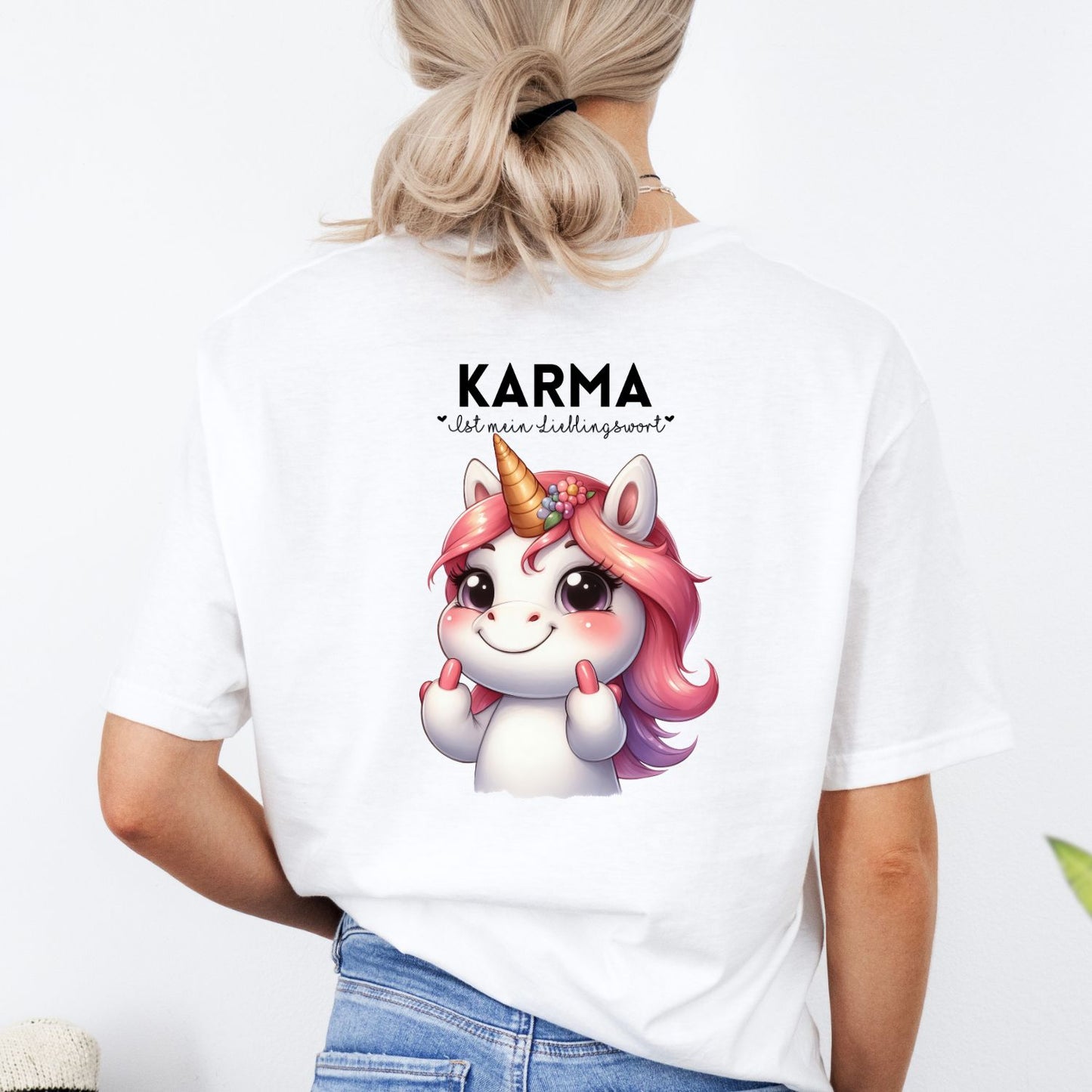 Karma Ist Mein Lieblingswort Einhorn Sparkle T-Shirt Weiß