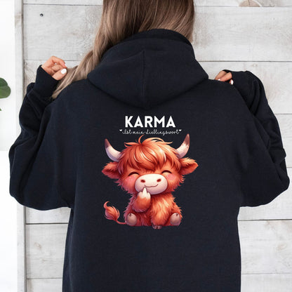 Karma Ist Mein Lieblingswort Kuh Susi Hoodie Schwarz