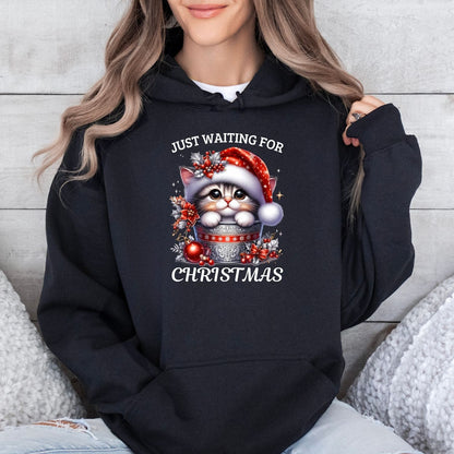 Christmas Katze Cookie Hoodie Schwarz