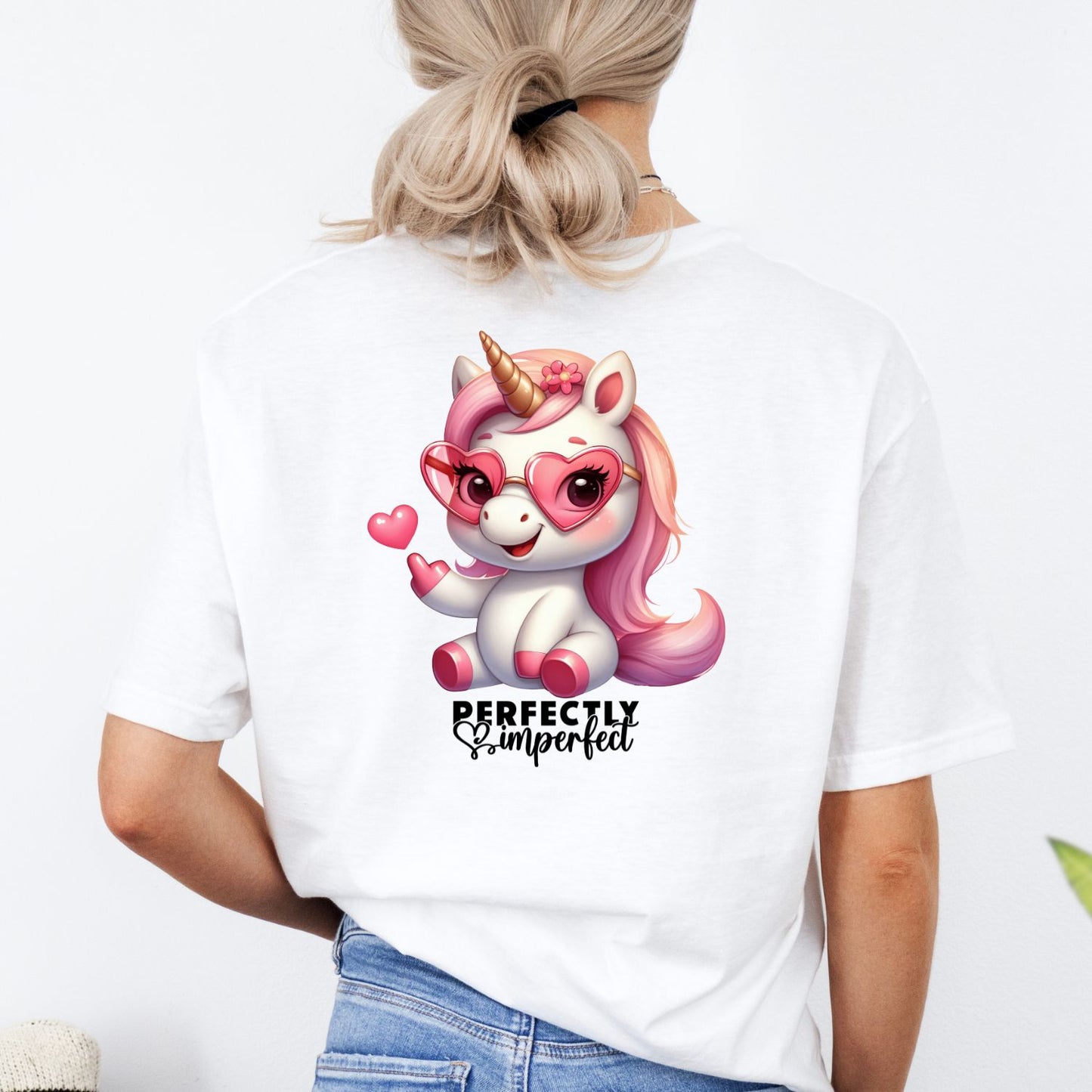 Perfectly Imperfect Einhorn Sparkle T-Shirt Weiß