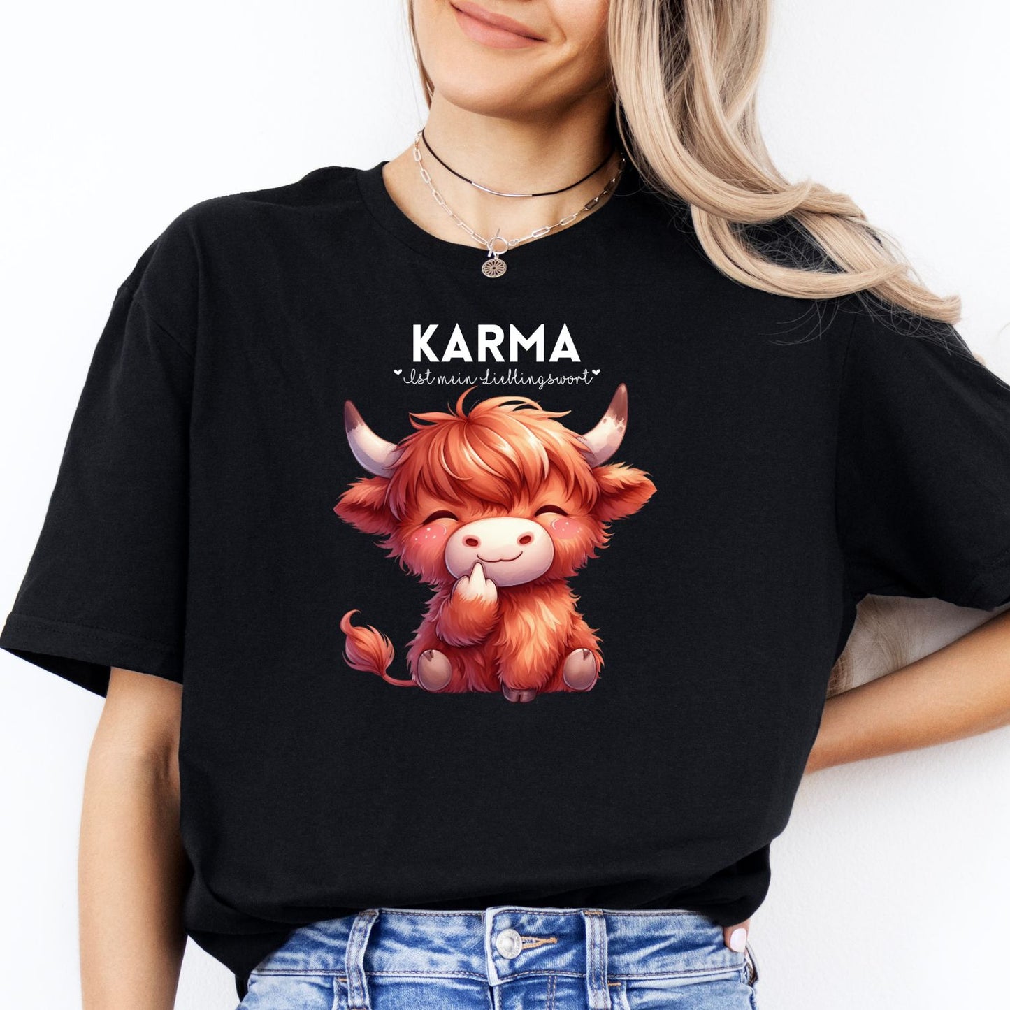 Karma Ist Mein Lieblingswort Kuh Susi T-Shirt Schwarz