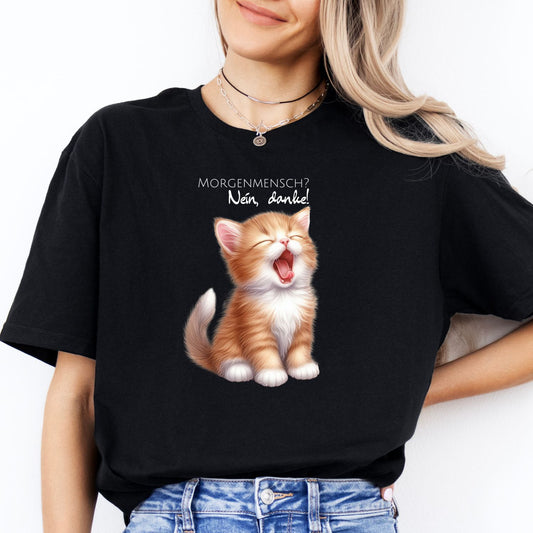 Morgenmensch Kater Sammy T-Shirt Schwarz