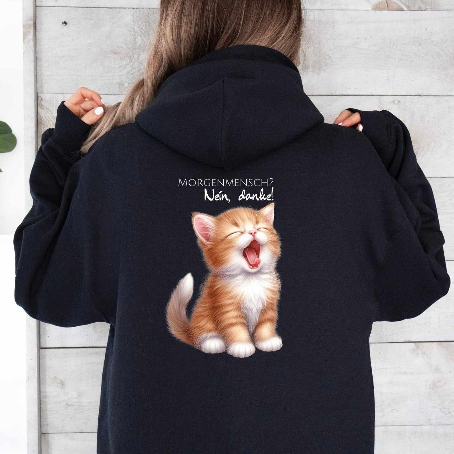 Morgenmensch Kater Sammy Hoodie Schwarz