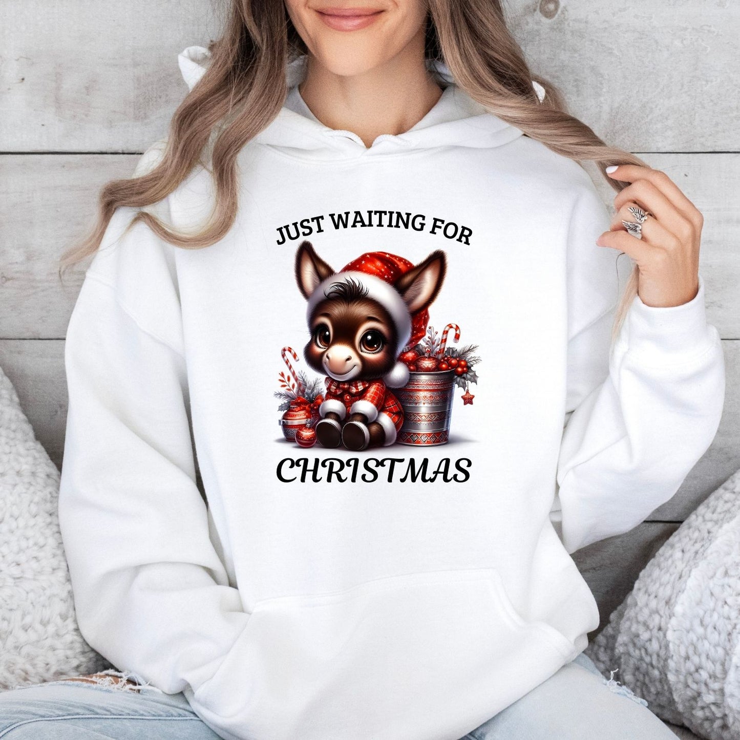 Christmas Esel Charly Hoodie Weiß