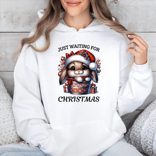 Christmas Hase Hoppel Hoodie Weiß