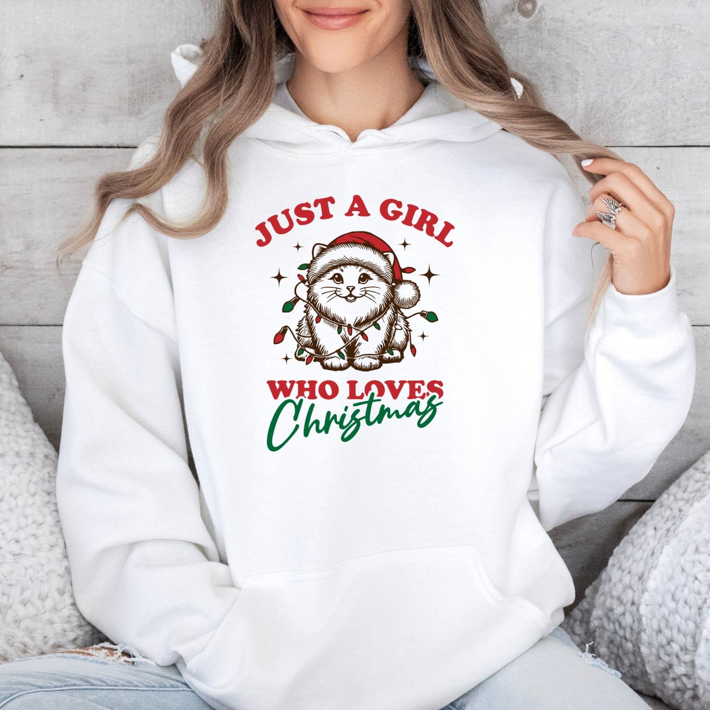 Just A Girl Who Loves Christmas Hoodie Weiß